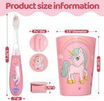 Lily's Home toothbrush set for children showing the 2-minute timer button activation.