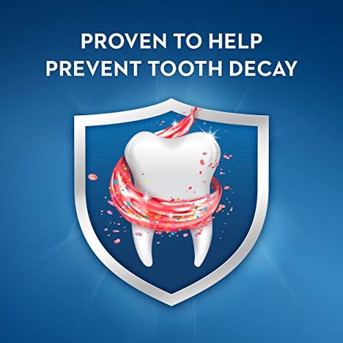Close up of Crest fluoride anticavity toothpaste for toddlers and children.