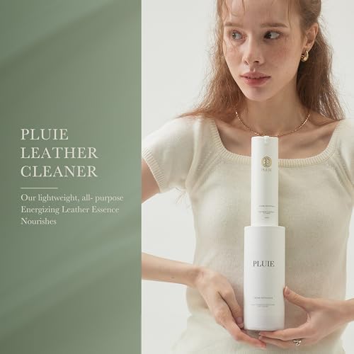 PLUIE all-in-one luxury handbag care solution displayed next to fine leather accessories