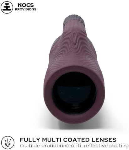 Nocs Provisions 10x32 outdoor telescope lens detail showing multi coated optics