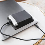 Slipdrive large black hard drive sleeve close up detailing the flexible elastic material structure.