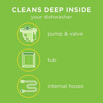 Affresh dishwasher cleaning tablet being placed in detergent dispenser.