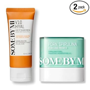 Some By Mi PDRN Spirulina Poreless Primer and V10 Hyal Air Fit Sunscreen SPF 50 set front view