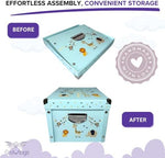 Detailed view of GroWings baby storage box metal corner accents