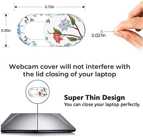 Ultra thin floral webcam blocker applied on a modern laptop screen showing how slim it is when closed.