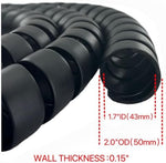 XIENLIU two inch outer diameter cable management wrap showing the thick inner wall profile