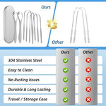 Adults and kids oral hygiene set displaying six individual stainless steel scrapers for bad breath
