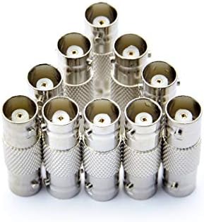 Warmstor straight female BNC extender adapters arranged to show commercial packaging contents.