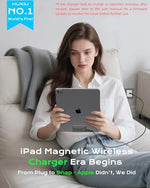 KU XIU ipad wireless charging pad attached to the back of a tablet.