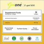 Genone Vitamin E capsules bottle side view outlining supplement ingredients list