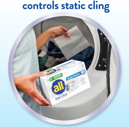 All sensitive skin fabric softener sheets back instruction panel