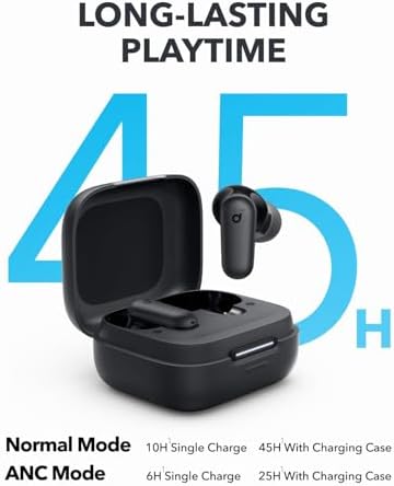 Soundcore P30i earbuds inside the open charging case.