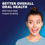 DenTek medical grade stainless steel tongue scraper being rinsed under water