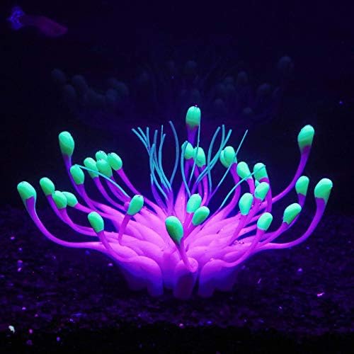 Soft silica gel aquarium decoration showing flexible silicone branches swaying in water