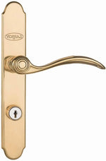 Larson QuickFit curved brass handle front view and lever
