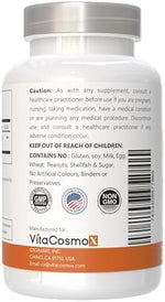 VitaCosmoX Diosmin non-GMO and gluten-free vegetarian capsules product packaging details