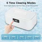 TEBAL sonic cleaner packaging lifestyle setup showcasing modern bathroom counter placement.