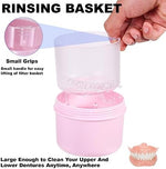 Portable denture bath cup for retainers and partials