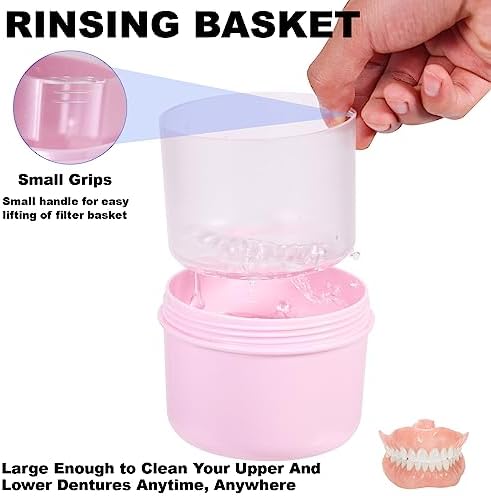 Portable denture bath cup for retainers and partials
