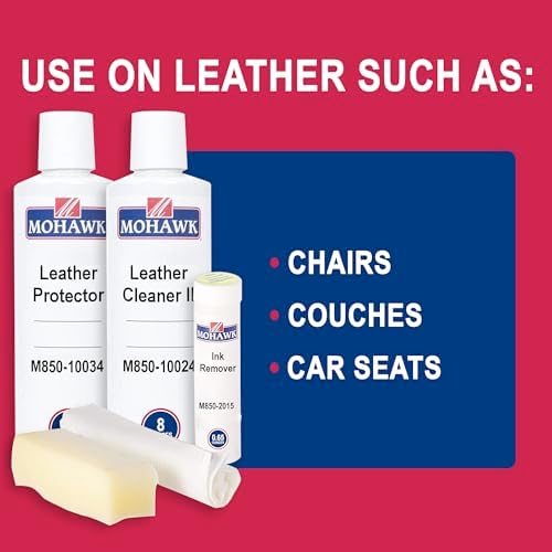 Packaging of Mohawk Leather Care Kit showing included sponge and lint free cleaning cloth.