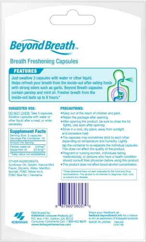 Beyond Breath supplement bottle showing ingredients and usage