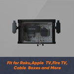 On-Q recessed cable management enclosure installed in drywall behind a television mount