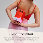 Cora Made to Move regular pads packaging highlighting 100 percent organic cotton.