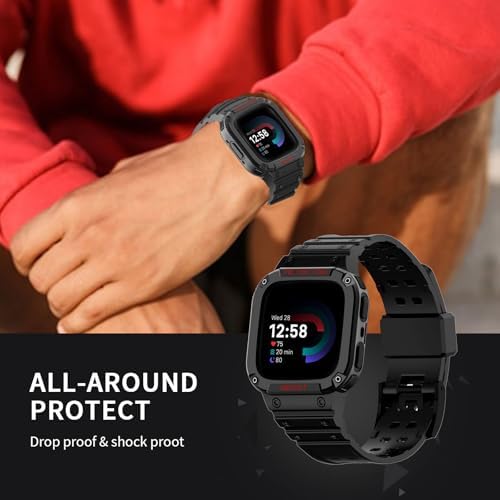 Shock absorbent unibody smartwatch strap protector for active men side profile