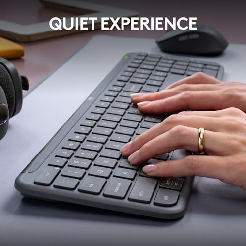 Logitech MK955 authentic packaging contents showing the wireless keyboard, large ergonomic mouse, and USB receiver