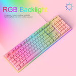 MageGee GT838 pink keyboard showing RGB backlight intensity