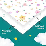 Individually wrapped floral travel potty seat covers spread out on surface