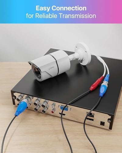 Zosi security surveillance cable neatly coiled demonstrating flexibility and length