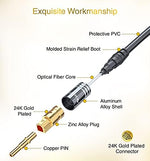 Detailed view of the 24K gold-plated optical audio connector tips