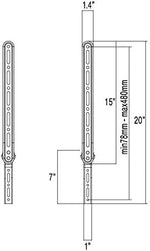 Durable steel bracket assembly showing compatibility with twenty three to sixty five inch displays