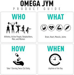 Omega JYM Fish Oil 2800mg high potency omega 3 capsules dietary supplement facts label showing full EPA DHA DPA breakdown.