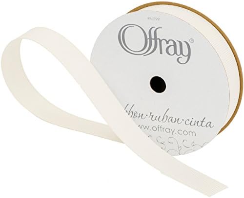 Offray Grosgrain Craft Ribbon, 5/8-Inch x 18-Feet, Antique White - Image 3