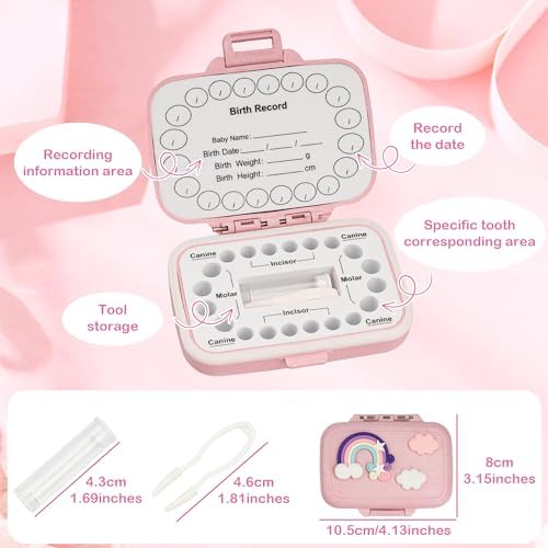 Iweener baby tooth box with included tweezers and storage tube