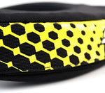 Scoyco cycling protector guard close-up of the yellow honeycomb graphics on the impact-resistant shield