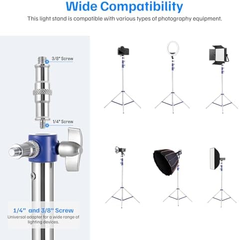 Close up of 1/4 and 3/8 inch screw adapter on light stand