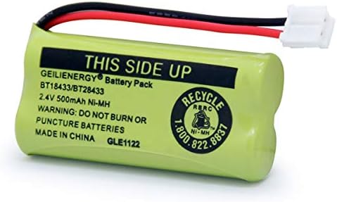 Close up view of the small white terminal plug on a GEILIENERGY cordless handset battery.