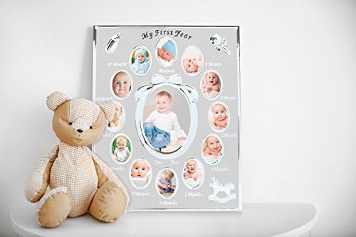 Tiny Ideas premium silver infant growth tracker picture frame close up