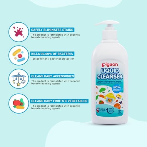 Pigeon Liquid Cleanser Naturals 700 ml | pH Friendly | No Added Color & Alcohol | Natural Baby Cleanser for Feeding Bottles, Accessories, Fruits & Vegetables - Image 6