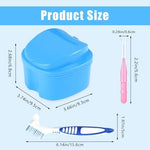 Two pink and blue denture cases with internal draining baskets