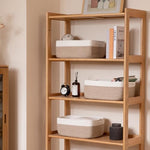 Close up view of the durable natural hand stitched cotton weave on the storage bin