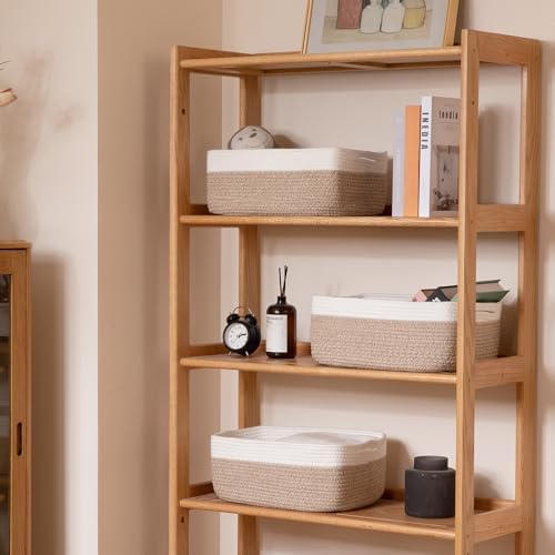 Close up view of the durable natural hand stitched cotton weave on the storage bin