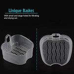 Compact false teeth storage container with hanging net design.