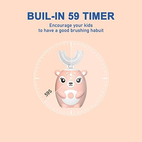 Pink deer cartoon kids electric toothbrush with dustproof gargle cup cover