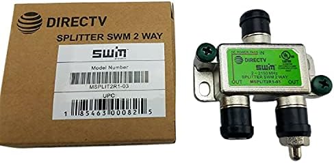 DIRECTV MSPLIT2R1-03 silver two way wide band splitter with earth grounding ports