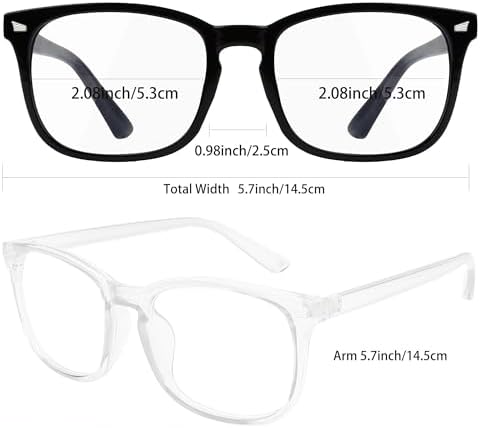 Unisex square frame blue light blocking glasses designed for office work, gaming, and reading comfort.