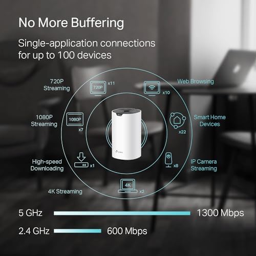 TP-Link Deco S4 back view highlighting dual gigabit ethernet ports on the node